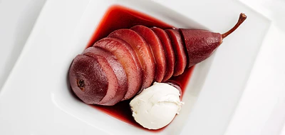 Poached Pears With Red Wine Vinaigrette